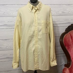 Nautica Yellow Button Down Cotton Dress Shirt Logo Men’s 2XL XXL Casual Work